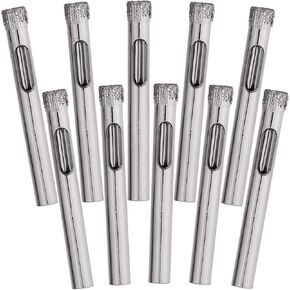 10 Pack Diamond Drill Bit Set, 6mm (1/4inch) Small Diamond Hole Saw Kit for Glass, Ceramics, Porcelain, Ceramic Tile, Marble in Kuwait
