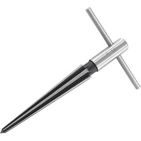 1/8"-1/2" (3-13mm) T Handle Tapered Reamer, 6 Fluted Chamfer Reaming Tool, Guitar Bridge Pin Hole Handle Tapered Reamers Woodworker Luthier Tool