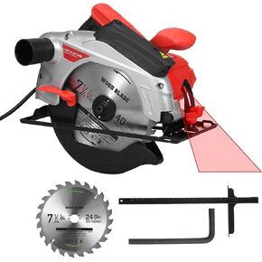 منشار دائري، مناشير دائرية قوية 1500 واط مع دليل ليزر، منشار دائري مدمج 4700 دورة في الدقيقة مع شفرتي منشار (24T+ 48T)7-1/4 بوصة ومفتاح ربط سداسي، تعديل مائل 0-90 درجة، منشار كهربائي in Kuwait