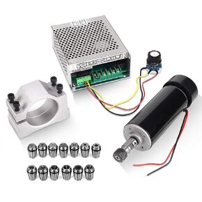 عمود دوران CNC، محرك طحن مبرد بالهواء MYSWEETY بقدرة 500 وات 0.5 كيلو وات ومحول طاقة سرعة المغزل ومشبك 52 مم و13 قطعة كوليت ER11 للنقش بنفسك in Kuwait