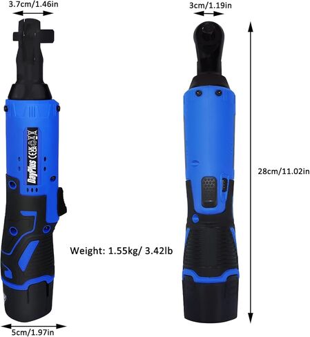 مجموعة أدوات مفتاح ربط السقاطة الكهربائية اللاسلكية 12 فولت، رأس مربع 3/8 بوصة، مع ضوء عمل LED، × 7 مكونات أكمام قابلة للاستبدال، لصيانة خطوط الأنابيب، وبناء المسرح (بطاريتان) in Kuwait
