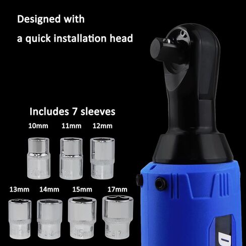 مجموعة أدوات مفتاح ربط السقاطة الكهربائية اللاسلكية 12 فولت، رأس مربع 3/8 بوصة، مع ضوء عمل LED، × 7 مكونات أكمام قابلة للاستبدال، لصيانة خطوط الأنابيب، وبناء المسرح (بطاريتان) in Kuwait