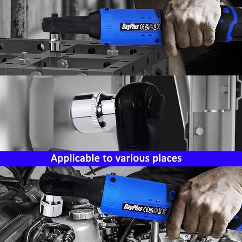 مجموعة أدوات مفتاح ربط السقاطة الكهربائية اللاسلكية 12 فولت، رأس مربع 3/8 بوصة، مع ضوء عمل LED، × 7 مكونات أكمام قابلة للاستبدال، لصيانة خطوط الأنابيب، وبناء المسرح (بطاريتان) in Kuwait