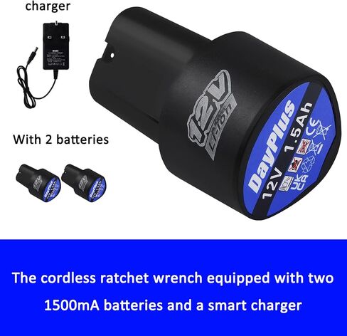 مجموعة أدوات مفتاح ربط السقاطة الكهربائية اللاسلكية 12 فولت، رأس مربع 3/8 بوصة، مع ضوء عمل LED، × 7 مكونات أكمام قابلة للاستبدال، لصيانة خطوط الأنابيب، وبناء المسرح (بطاريتان) in Kuwait