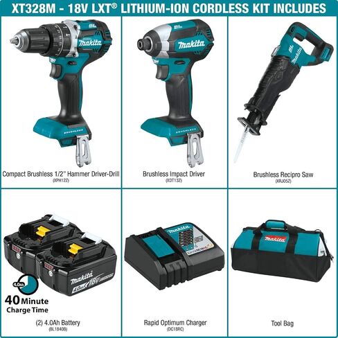 Makita XT328M 4.0 Ah 18V LXT Lithium-Ion Brushless Cordless Combo Kit, 3 Piece in Kuwait