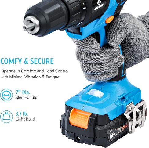 مجموعة ادوات كهربائية ماكس باور 18 فولت من زيلكان، مجموعة مثقاب لاسلكي من 3 ادوات مع بطاريتين وشاحن مجموعة ادوات كهربائية مدمجة مع مثقاب مطرقي ومنشار ترددي وملحقات صنفرة للماوس لتحسين المنزل in Kuwait