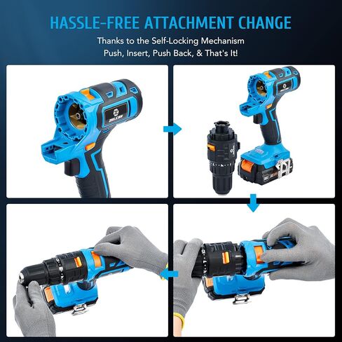 مجموعة ادوات كهربائية ماكس باور 18 فولت من زيلكان، مجموعة مثقاب لاسلكي من 3 ادوات مع بطاريتين وشاحن مجموعة ادوات كهربائية مدمجة مع مثقاب مطرقي ومنشار ترددي وملحقات صنفرة للماوس لتحسين المنزل in Kuwait