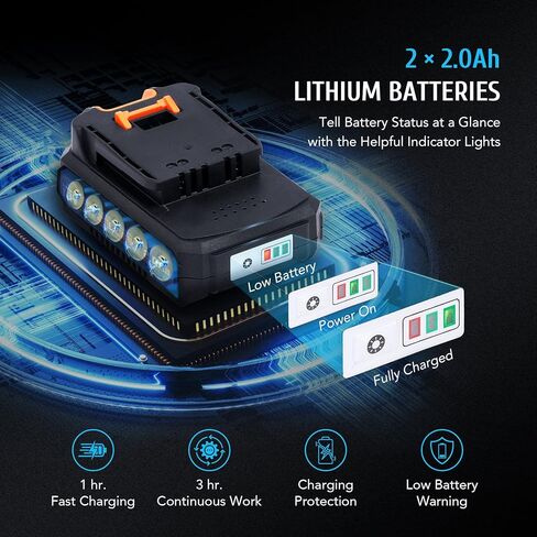 مجموعة ادوات كهربائية ماكس باور 18 فولت من زيلكان، مجموعة مثقاب لاسلكي من 3 ادوات مع بطاريتين وشاحن مجموعة ادوات كهربائية مدمجة مع مثقاب مطرقي ومنشار ترددي وملحقات صنفرة للماوس لتحسين المنزل in Kuwait