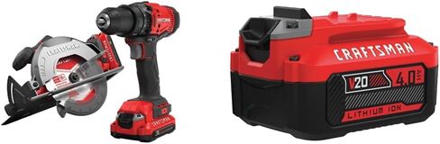 مجموعة أدوات كومبو لاسلكية من كرافتس مان V20، مع مثقاب ومنشار دائري وبطاريتين (CMCK202C2) in Kuwait