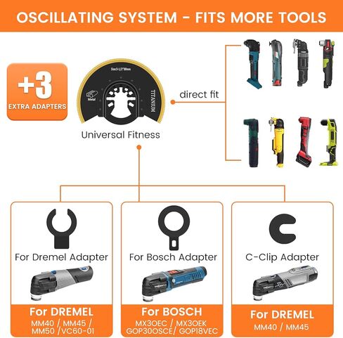 قطعتان من شفرات المنشار المتأرجحة، شفرات متعددة المهام مطلية بالتيتانيوم ثنائية المعدن، شفرات منشار متأرجحة مقطوعة نصف دائرية، شفرات منشار قطع سريعة مع محول حشية لقطع الخشب والبلاستيك المعدني uywapvt in Kuwait