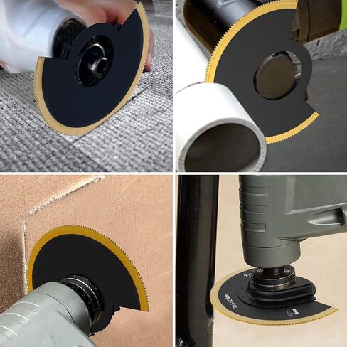 قطعتان من شفرات المنشار المتأرجحة، شفرات متعددة المهام مطلية بالتيتانيوم ثنائية المعدن، شفرات منشار متأرجحة مقطوعة نصف دائرية، شفرات منشار قطع سريعة مع محول حشية لقطع الخشب والبلاستيك المعدني uywapvt in Kuwait