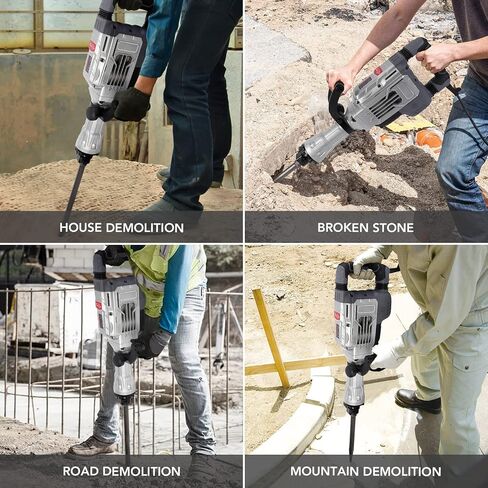14 أمبير 30 رطل SDS-Hex Jack Hammer، 1-1/8 بوصة 2000 واط سلكي كهربائي شديد التحمل، مطرقة تقطيع الخرسانة/كسارة الرصيف مع حقيبة حمل إزميل مسطح إزميل ذو نقطة الثور in Kuwait