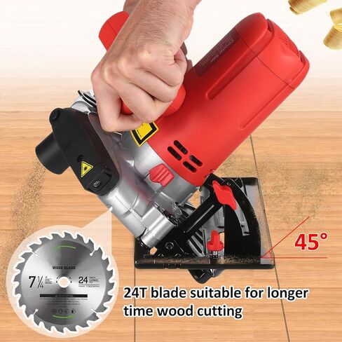 منشار دائري، مناشير دائرية قوية 1500 واط مع دليل ليزر، منشار دائري مدمج 4700 دورة في الدقيقة مع شفرتي منشار (24T+ 48T)7-1/4 بوصة ومفتاح ربط سداسي، تعديل مائل 0-90 درجة، منشار كهربائي in Kuwait