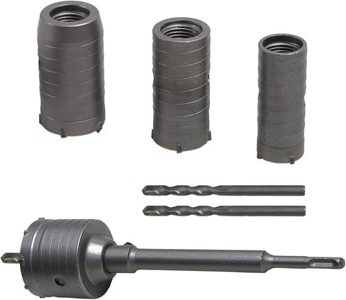 منشار ثقب البناء الخرساني، مجموعات منشار ثقب الحجر الأسمنتي من التنغستن الصلب SDS بالإضافة إلى قطع الحائط 1-2/11، 1-3/8، 1-3/5، 1-31/32 بوصة (30، 35، 40، 50 مم) ، مع قضيب توصيل مقاس 8-7/10 بوصة، و3 مثقاب مركزي in Kuwait