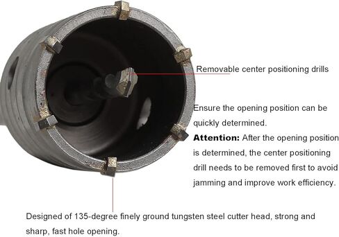 منشار ثقب البناء الخرساني، مجموعات منشار ثقب الحجر الأسمنتي من التنغستن الصلب SDS بالإضافة إلى قطع الحائط 1-2/11، 1-3/8، 1-3/5، 1-31/32 بوصة (30، 35، 40، 50 مم) ، مع قضيب توصيل مقاس 8-7/10 بوصة، و3 مثقاب مركزي in Kuwait