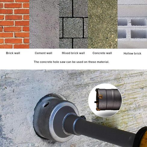 منشار ثقب البناء الخرساني، مجموعات منشار ثقب الحجر الأسمنتي من التنغستن الصلب SDS بالإضافة إلى قطع الحائط 1-2/11، 1-3/8، 1-3/5، 1-31/32 بوصة (30، 35، 40، 50 مم) ، مع قضيب توصيل مقاس 8-7/10 بوصة، و3 مثقاب مركزي in Kuwait