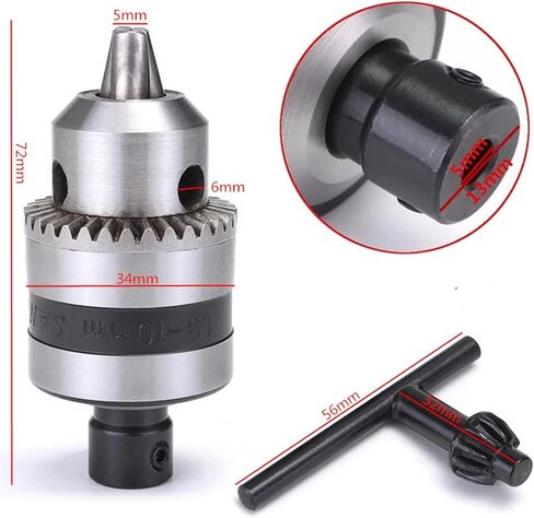 MSEURO 1.5-10mm Electric Drill Chuck with 5mm Steel Shaft Mount B12 Inner Hole Drill Chuck Adapter in Kuwait