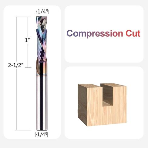ضغط كربيد SpeTool (أعلى وأسفل) لقمة توجيه CNC بطول 1 بوصة طول القطع 1/4 بوصة قاطع حلزوني ساق مع مطلي لأداة النجارة المركبة in Saudi Arabia