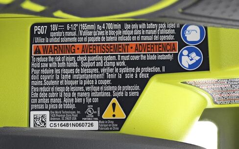 Ryobi P507 One+ 18V Lithium Ion Cordless 6 1/2 Inch 4,700 RPM Circular Saw w/ Blade (Battery Not Included, Power Tool Only) in Kuwait