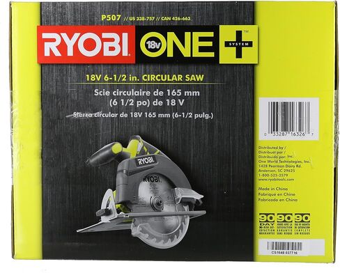 Ryobi P507 One+ 18V Lithium Ion Cordless 6 1/2 Inch 4,700 RPM Circular Saw w/ Blade (Battery Not Included, Power Tool Only) in Kuwait