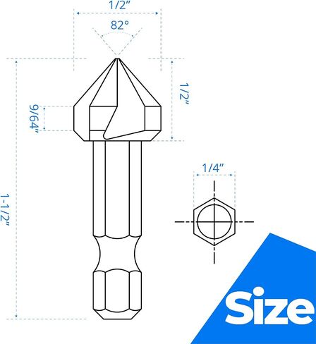 amoolo Three Flute Countersink Bit, M2 Steel Countersink Drill Bit with TiAlN Coating Finish for Soft Metal and Wood, 82 Degree Point Angle, 1/4" Hex Shank, 1/2" Body Diameter in Saudi Arabia