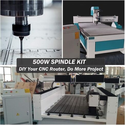 عمود دوران CNC، محرك طحن مبرد بالهواء MYSWEETY بقدرة 500 وات 0.5 كيلو وات ومحول طاقة سرعة المغزل ومشبك 52 مم و13 قطعة كوليت ER11 للنقش بنفسك in Kuwait