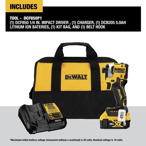 DEWALT DCF850P1 ATOMIC 20V MAX* 1/4 in. Brushless Cordless 3-Speed Impact Driver Kit in Saudi Arabia