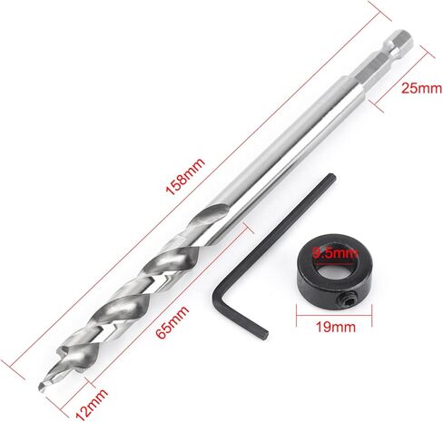 لقمة مثقاب صغيرة، مجموعة لقمة مثقاب شفة ومحفزة مقاس 3/8 بوصة، مجموعة لقمة مثقاب خشبية مع توقف عمق قابل للتعديل للأعمال الخشبية in Kuwait