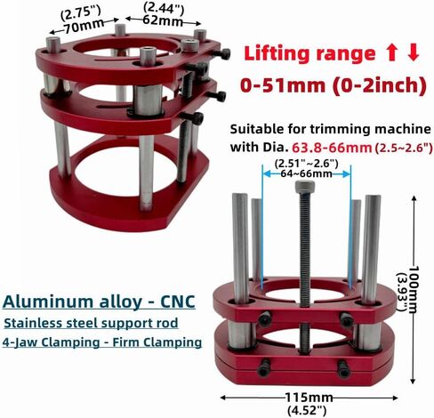Router Lift for 65mm Diameter Motors - Wood Router Plunge Base Router Lift W/Aluminum Router Table Insert Plate Wood Router Working Benches Woodworking Engraving DIY Tools (Router Lift And Plate) in Saudi Arabia