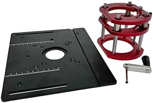 Router Lift for 65mm Diameter Motors - Wood Router Plunge Base Router Lift W/Aluminum Router Table Insert Plate Wood Router Working Benches Woodworking Engraving DIY Tools (Router Lift And Plate) in Saudi Arabia