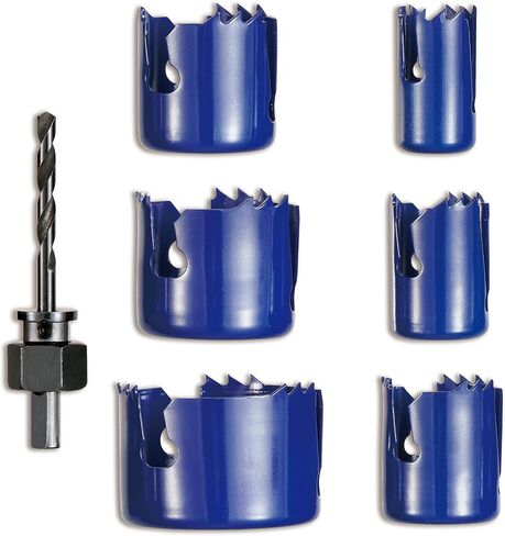 طقم منشار ثقب الخشب 7 قطع من كاتا مع 1 بوصة - 2-1/2 بوصة (25-64 مم) 6 شفرات منشار ثقب، 1 قطعة مثقاب، مثالية للخشب الناعم، الخشب الرقائقي، الحوائط الجافة، PVC in Kuwait