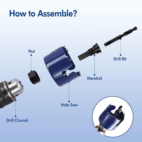 طقم منشار ثقب الخشب 7 قطع من كاتا مع 1 بوصة - 2-1/2 بوصة (25-64 مم) 6 شفرات منشار ثقب، 1 قطعة مثقاب، مثالية للخشب الناعم، الخشب الرقائقي، الحوائط الجافة، PVC in Kuwait
