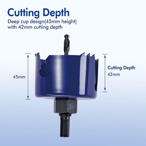 طقم منشار ثقب الخشب 7 قطع من كاتا مع 1 بوصة - 2-1/2 بوصة (25-64 مم) 6 شفرات منشار ثقب، 1 قطعة مثقاب، مثالية للخشب الناعم، الخشب الرقائقي، الحوائط الجافة، PVC in Kuwait