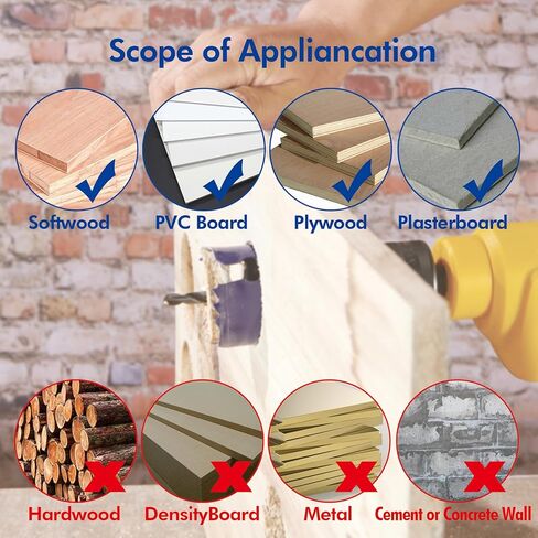 طقم منشار ثقب الخشب 7 قطع من كاتا مع 1 بوصة - 2-1/2 بوصة (25-64 مم) 6 شفرات منشار ثقب، 1 قطعة مثقاب، مثالية للخشب الناعم، الخشب الرقائقي، الحوائط الجافة، PVC in Kuwait