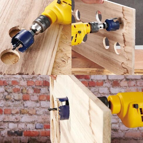 طقم منشار ثقب الخشب 7 قطع من كاتا مع 1 بوصة - 2-1/2 بوصة (25-64 مم) 6 شفرات منشار ثقب، 1 قطعة مثقاب، مثالية للخشب الناعم، الخشب الرقائقي، الحوائط الجافة، PVC in Kuwait