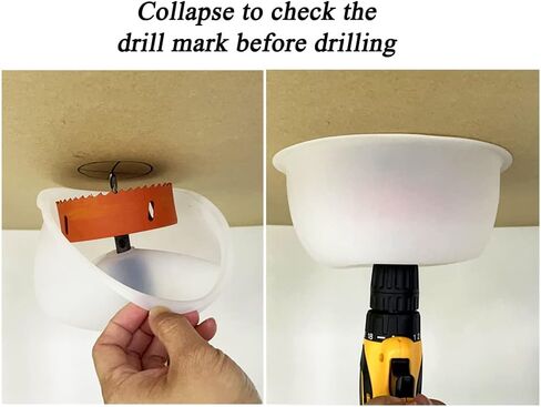 Hole Saw Dust Bowl, Drill Dust Bowl, Overhead Drilling Dust Cover, Dust Collector for Installing Recessed Ceiling Lights and other Drilling Works -Not Including Hole Saw and Drill Driver (White) in Kuwait
