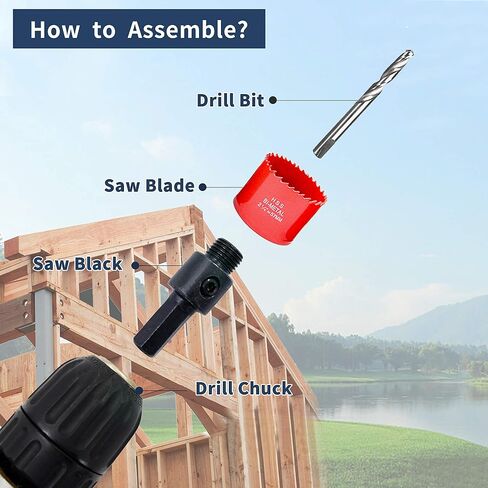 BI-Metal Hole Saw, HSS Hole Saw with Heavy Duty Arbor ，for Making Cornhole Boards，Wood, PVC, Drywall, Aluminum, Metal (19-64mm) in Saudi Arabia