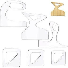 6 قطع من لوح التقطيع الأكريليكي مقاس 9.84 بوصة بمقبض متعرج بزاوية واضحة على شكل لوح تقطيع قالب راوتر لاستنسل تتبع الأعمال الخشبية ودليل قطع أدوات المطبخ in Kuwait