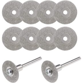 uxcell 10 Pcs 16mm Diamond Cutting Wheels Cut Off Wheel with 2 Pcs Mandrels for Rotary Tool