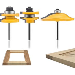 OLETBE Router Bit Set 1/4 Inch Shank Joint 43 Pcs Tongue and Groove Router Bits Sets Wood Milling Cutter Drilling Carbide Tool for Door Table Cabinet Shelve(Gold)