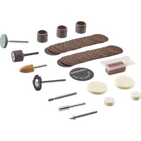 طقم ملحقات الأدوات الدوارة متعددة الأغراض 730-01 من Dremel - مجموعة متنوعة مكونة من 52 قطعة - تتضمن لقمة نحت، وأسطوانات سنفرة، وأحجار طحن، وأقراص قطع، وحقيبة تخزين in Saudi Arabia