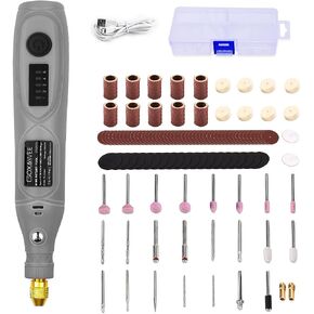 GOXAWEE Mini Cordless Rotary Tool with 100pcs Accessories, 5-Speed and USB Charging, Multi-Purpose Power Rotary Tool with 3.7V Li-ion Battery for Handmade Crafting and DIY Creations.(Light Grey) in Kuwait