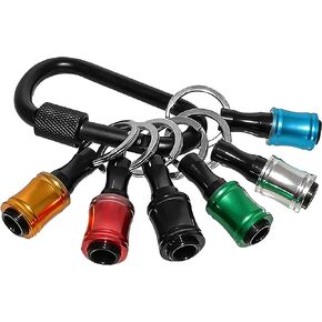 LUEXBOX 1/4 Inch Bit Holder Keychain, Hex Screwdriver Bits Holder Extension Bar, Quick Change Screw Bit Holder for Most Electric, Hand-held Screwdrivers and Drill Bits(6 PCS)