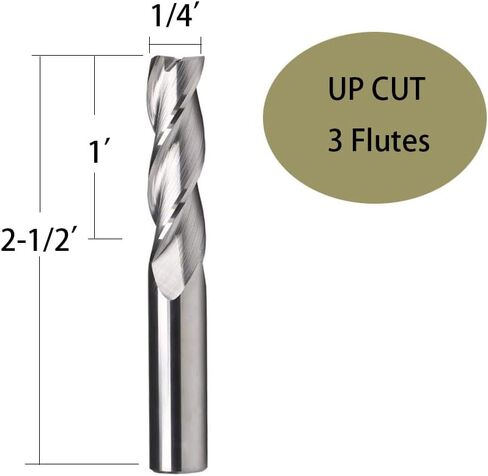 DashHound BRF312 كربيد راوتر بت قطع حلزوني باستخدام الحاسب الآلي 3 مطحنة نهاية المزامير بقطر قطع 1/4 بوصة، ساق 1/4 بوصة in Kuwait