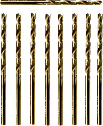 MAXTOOL 1/8" 18PCs Identical Cobalt Jobber Length Drill Bits HSS M42 Twist Drill Bits Fully Ground Golden Straight Shank Drills; JBF42G10R08E18 in Saudi Arabia