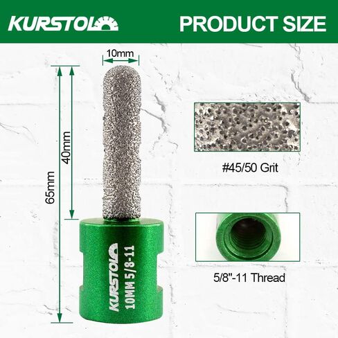 KURSTOL Diamond Finger Milling Bit - Diamond Drum Wheel Dia 3/8"-1"x5/8-11 Thread Diamond Milling Bit for Enlarging Shaping Round Bevel Existing Hole of Porcelain,Hard Ceramic,Granite,Marble Round in Kuwait