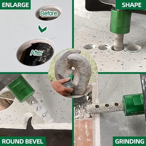KURSTOL Diamond Finger Milling Bit - Diamond Drum Wheel Dia 3/8"-1"x5/8-11 Thread Diamond Milling Bit for Enlarging Shaping Round Bevel Existing Hole of Porcelain,Hard Ceramic,Granite,Marble Round in Kuwait