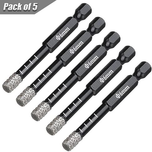Saipe 5pcs 6mm لقم الثقب الماسي الجاف مجموعة عرافة عرقوب الأساسية مثقاب الماس ثقب المنشار عدة للجرانيت بلاط البورسلين والرخام السيراميك (وليس للخشب) in Kuwait