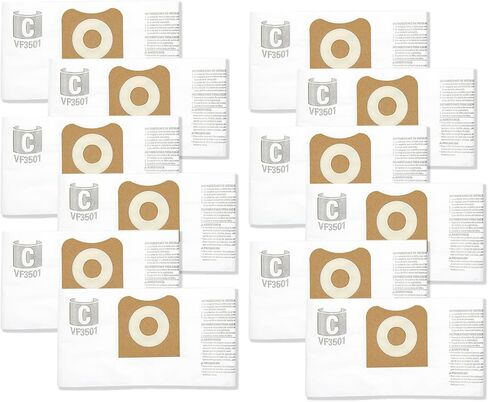 12 حزمة 23738 موديل VF3501 أكياس جمع الغبار متوافقة مع Ridgid/Workshop 3 إلى 4.5 جالون مكنسة جافة ورطبة، استبدال الجزء # 23738 VF3501 WS32045F، الحجم C in Kuwait