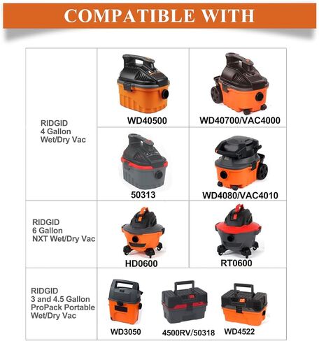 12 حزمة 23738 موديل VF3501 أكياس جمع الغبار متوافقة مع Ridgid/Workshop 3 إلى 4.5 جالون مكنسة جافة ورطبة، استبدال الجزء # 23738 VF3501 WS32045F، الحجم C in Kuwait